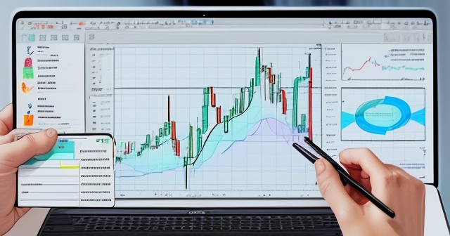 A trader with laptop analyzing TradingView charts