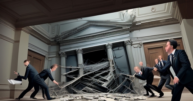 A dramatic bank collapse representation
