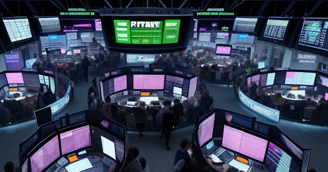 lively trading floor atmosphere with brokers interacting