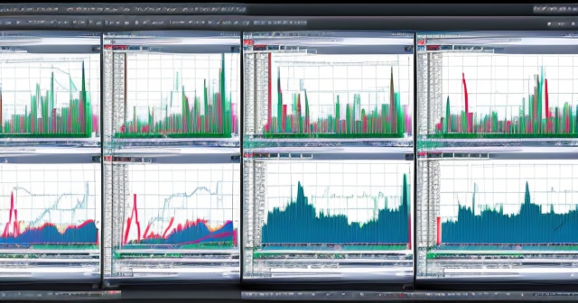A screen filled with various technical indicators