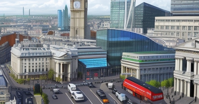 Vibrant cityscape showcasing finance