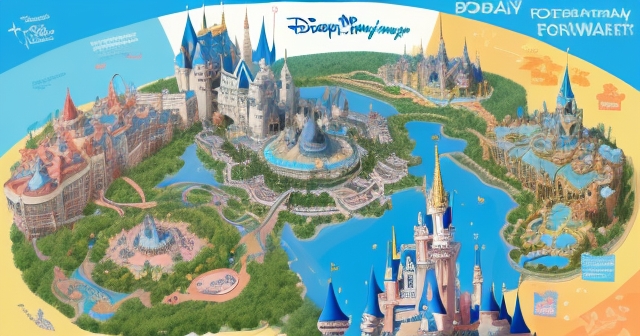 Vibrant Disney castle under blue sky