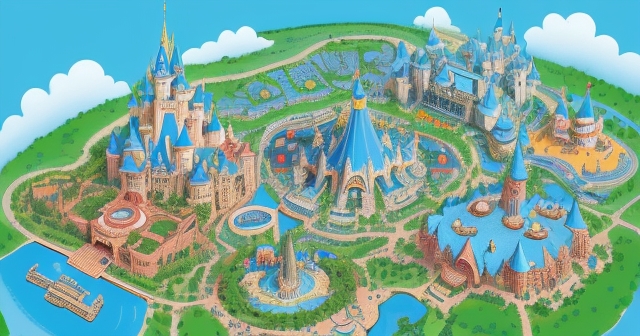 Disney theme park bustling with visitors