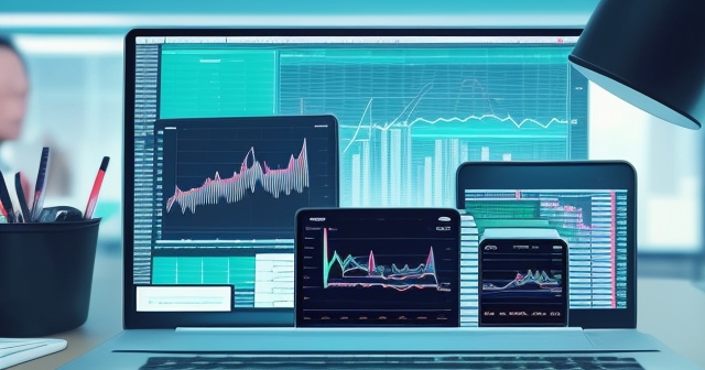An investor analyzing fintech stocks in a modern office.
