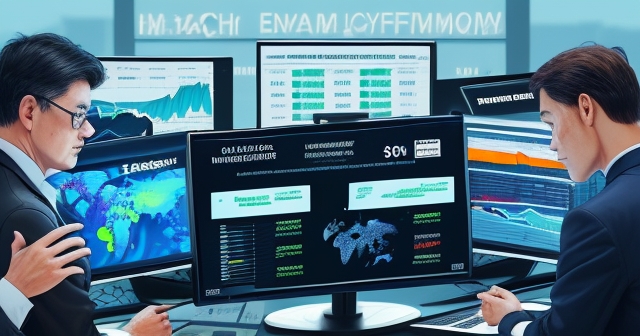Investors discussing tech stock performance