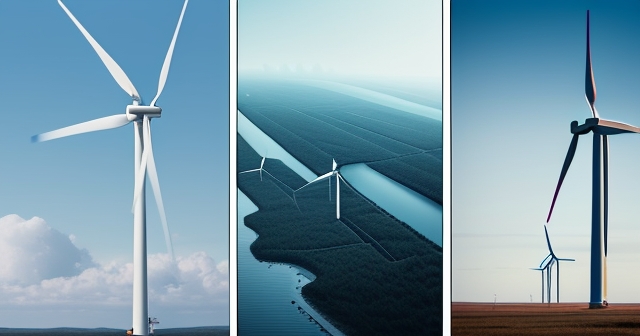 Wind turbines under a blue sky