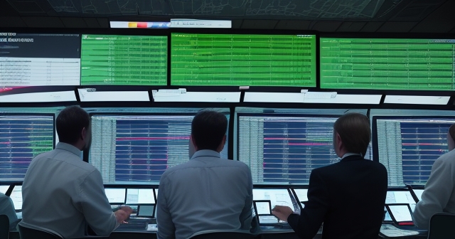 lively trading floor with excited people