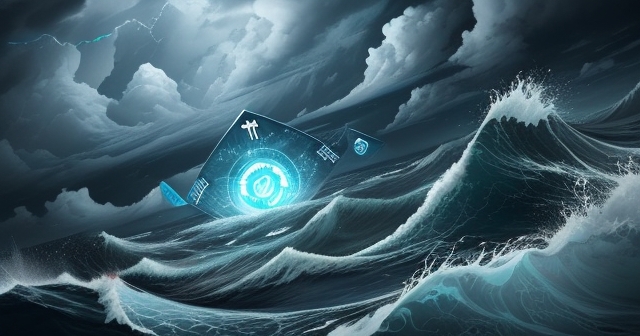 digital trading platform interface with stormy clouds