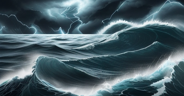 abstract financial graphs in stormy sea