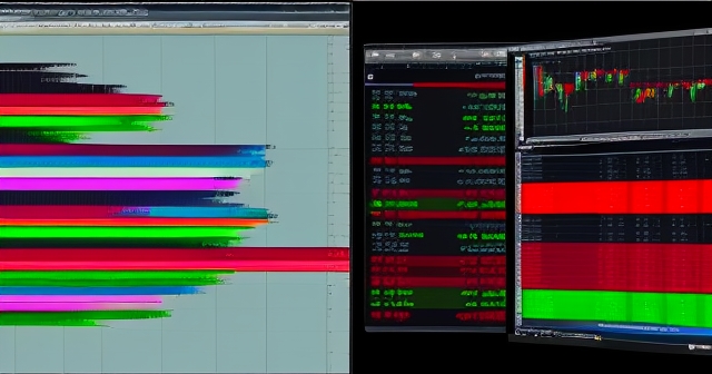 Close-up of financial market trends and flags