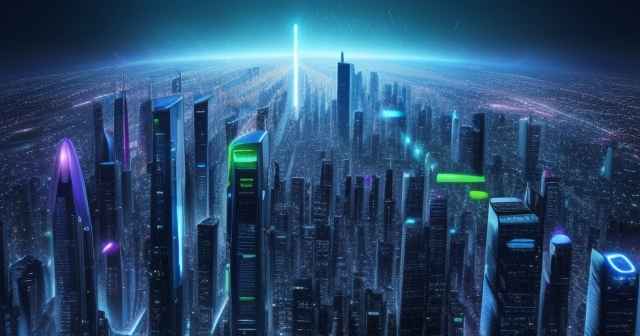 investors examining holographic charts and data