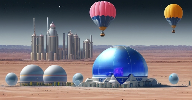 A futuristic helium extraction site in a desert