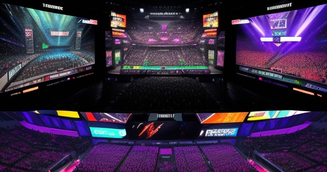 Investors analyzing esports stocks on digital screens.