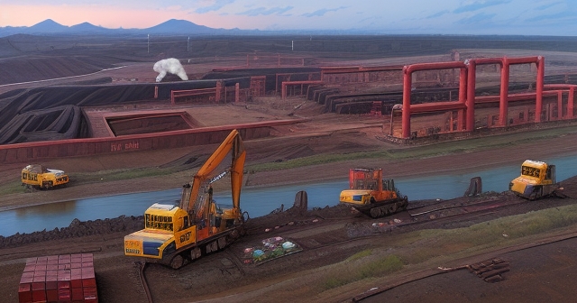 Striking iron ore mine landscape