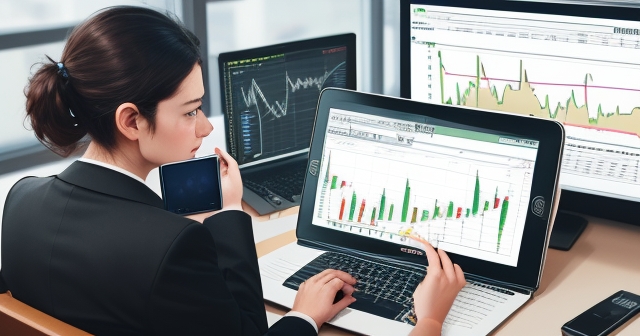 A trader analyzing charts in a modern office