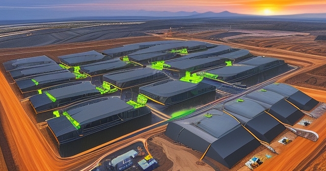 Aerial view of a large Bitcoin mining farm