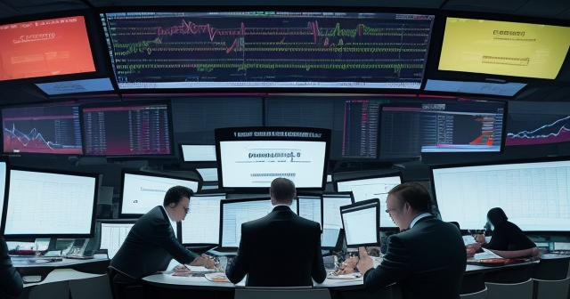 financial market data display on screens