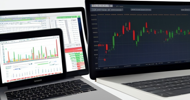 trader analyzing stock trends with a laptop