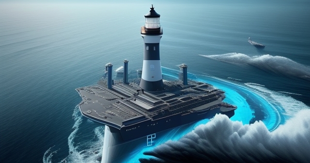 A digital ocean representing market volatility.