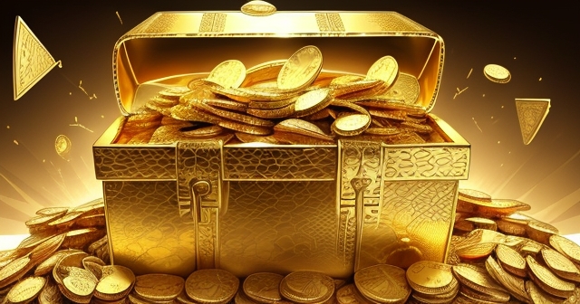 A treasure chest overflowing with gold coins