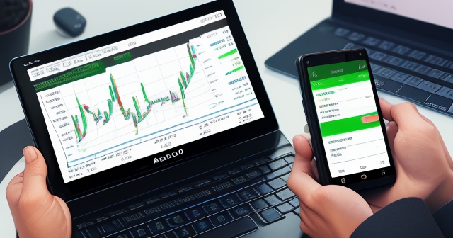 A person using an Android app to trade stock on the go.