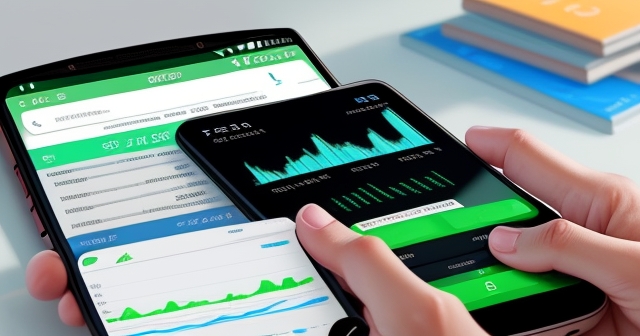 A mobile trading screen with graphs and charts.