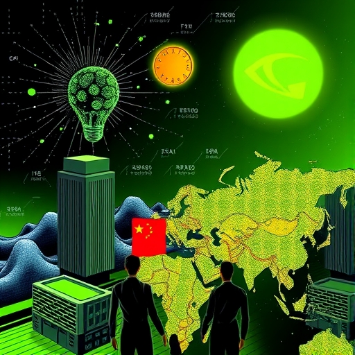 Visual representation of the U.S.-China geopolitical landscape affecting Nvidia's growth