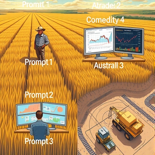 A trader analyzing commodity charts on multiple screens