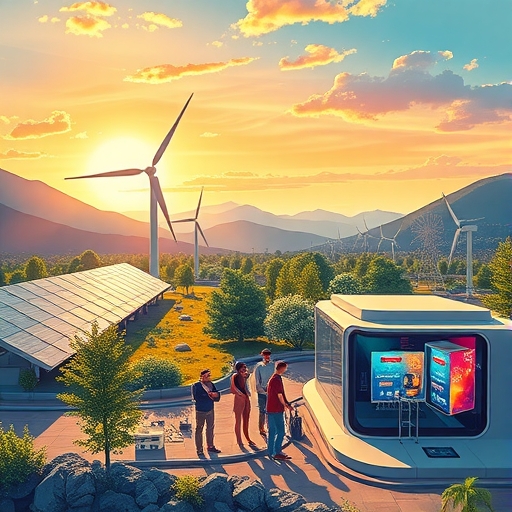 A futuristic energy landscape with solar panels