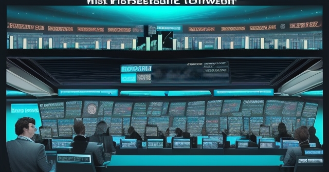 Australian skyline with digital currency symbols