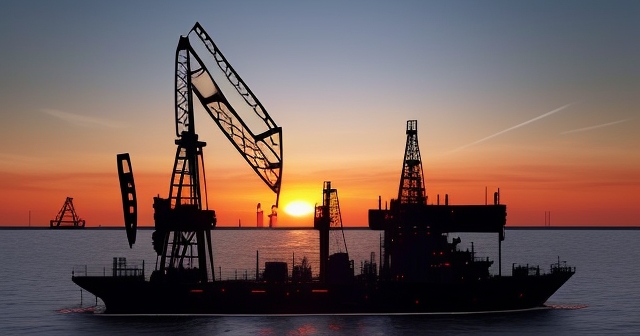 oil rig at sunset