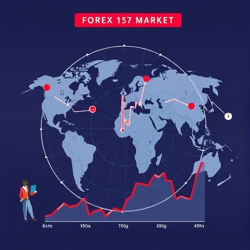 A global forex market clock showing major cities and their trading hours