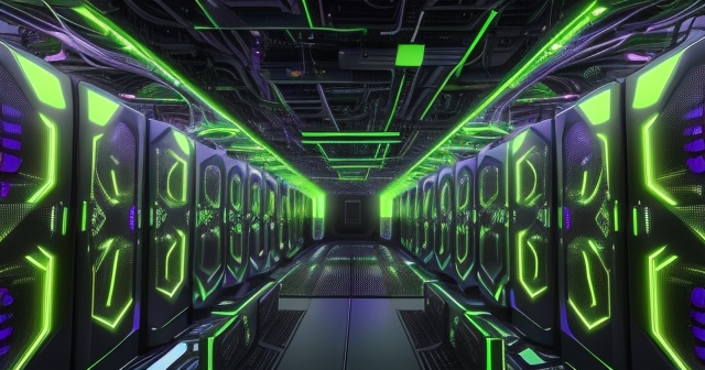 Nvidia headquarters with high-tech GPUs