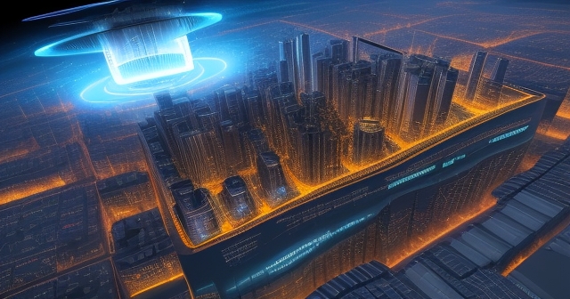Modern city powered by fusion energy