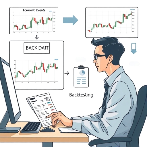 A flow chart showing the backtesting process with economic events