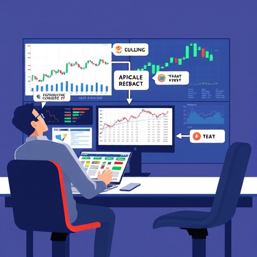 A trader analyzing charts and news data