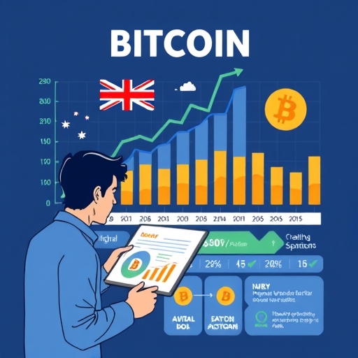 Infographic showing the rise of Bitcoin in Australia over the years.