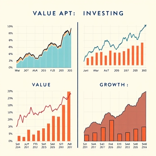 Artistic depiction of contrasting value and growth investing strategies