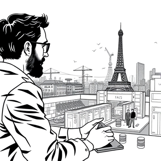 Paris skyline with AI research lab