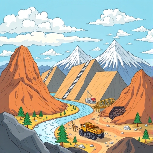 A vibrant depiction of lithium mining process
