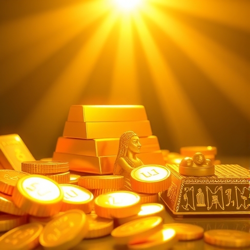 gold coins shining under sunlight