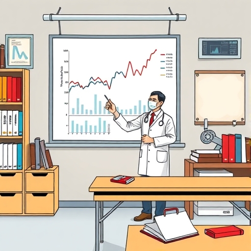 A medical doctor analyzing financial graphs