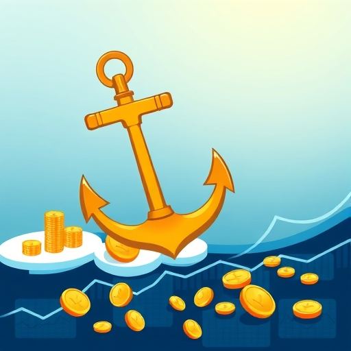 A golden anchor symbolizing stability in turbulent waters