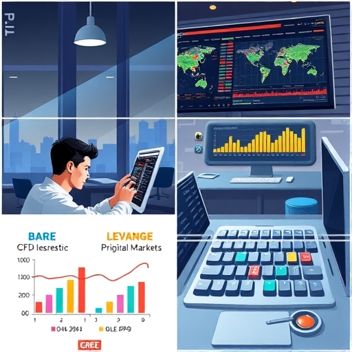 Illustrative infographic showing the concept of CFD trading and leverage.