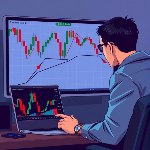 A trader analyzing different Doji candle types on a screen.