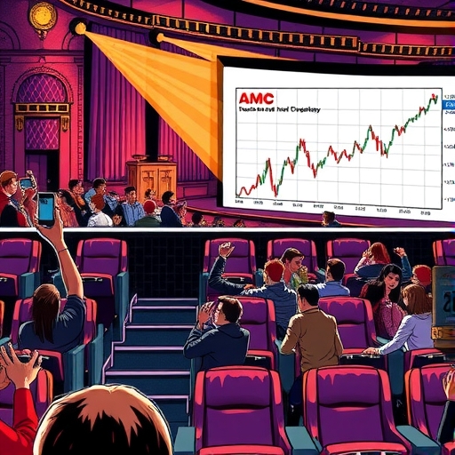 A financial chart highlighting AMC stock volatility