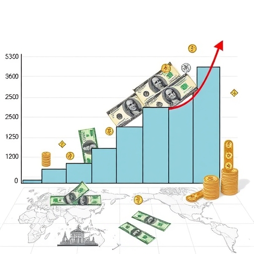 An illustration of diverse currency notes in balance