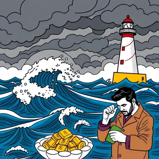 An investor examining gold and silver, reflecting on safe havens in a turbulent market.
