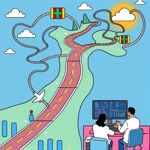 Visual representation of fragmented health data as individual pieces connecting.