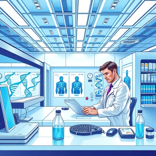 A visual representation of gene editing tools at work in a biotech company.